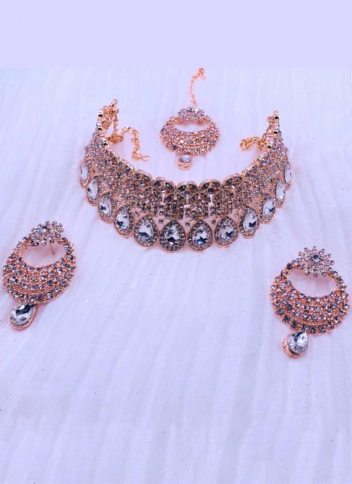Rose Gold Traditional Wear Jewellery Necklace Design